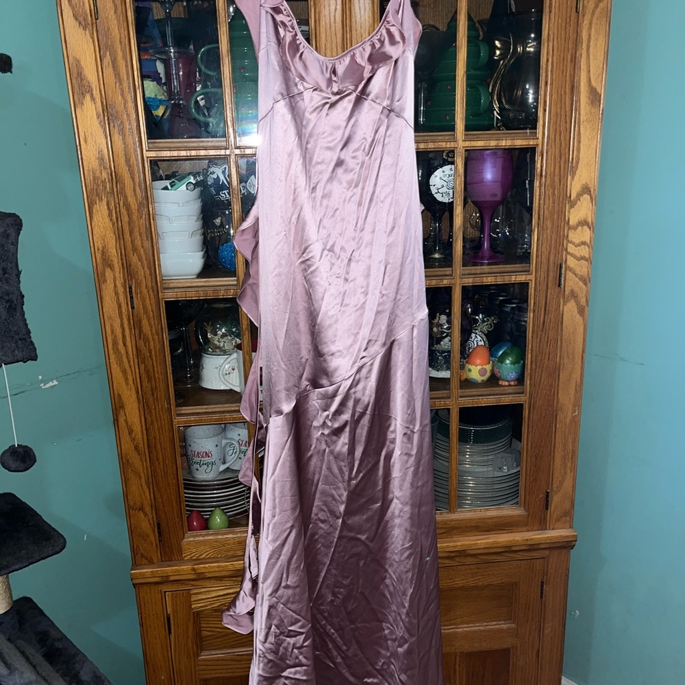 Fashion Nova Satin Maxi Dress in Mauve